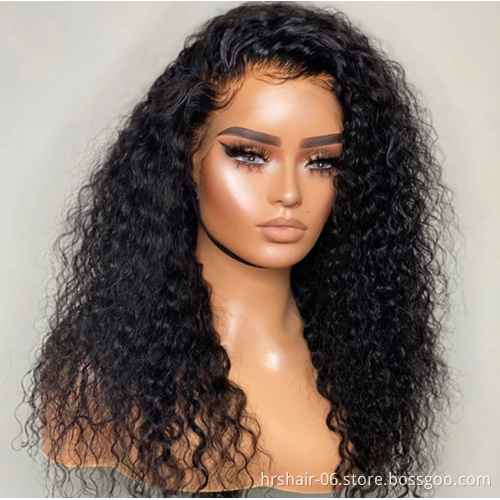 Whosale 150% 180% Density Wavy Curly Lace Frontal Wig HD Transparent swiss Wigs Virgin Human Hair Full Lace Wigs For Black Women